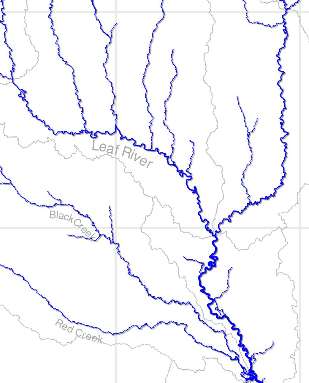 Portion of the Pascagoula River basin near Hattiesburg.
